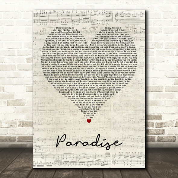 LL Cool J Paradise Script Heart Decorative Wall Art Gift Song Lyric Print