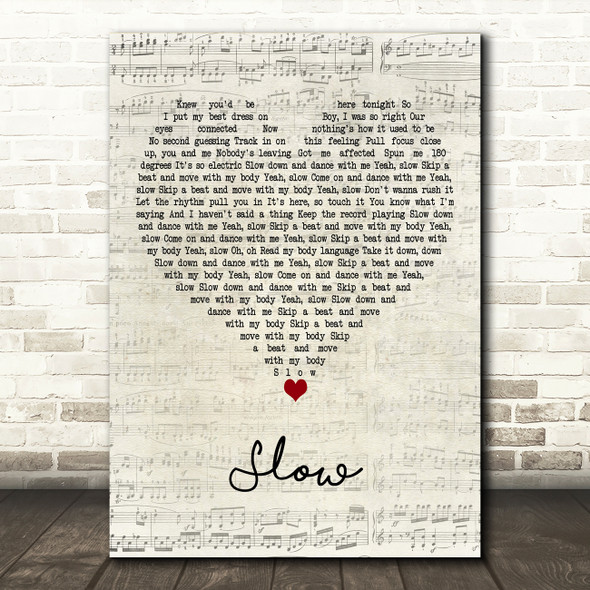 Kylie Minogue Slow Script Heart Decorative Wall Art Gift Song Lyric Print