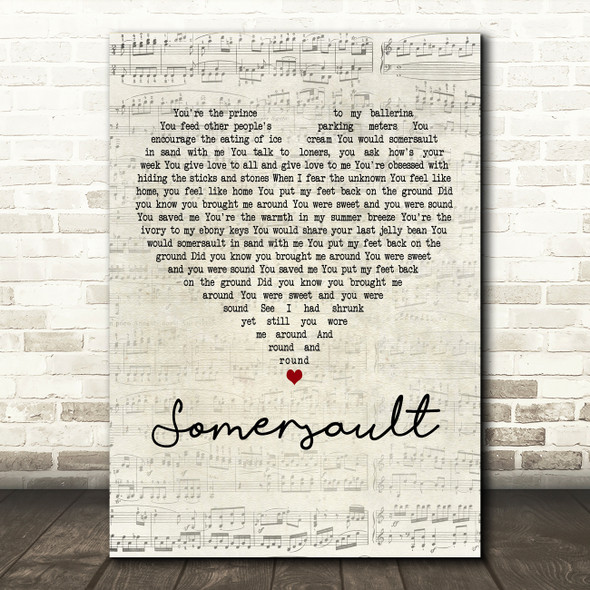 Zero 7 Somersault Script Heart Decorative Wall Art Gift Song Lyric Print