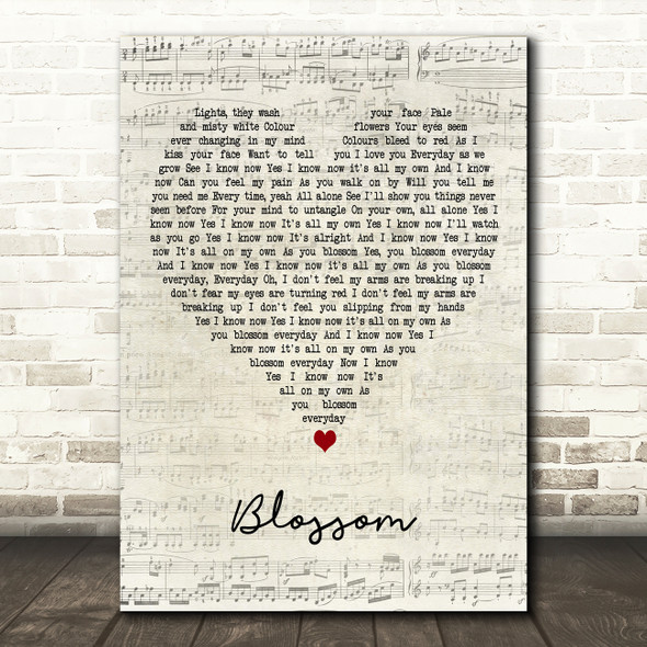 Candlebox Blossom Script Heart Decorative Wall Art Gift Song Lyric Print