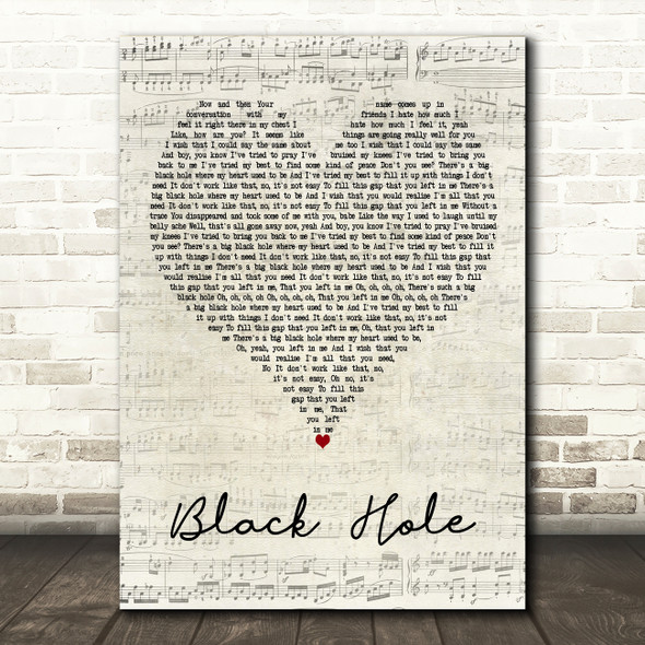 Griff Black Hole Script Heart Decorative Wall Art Gift Song Lyric Print
