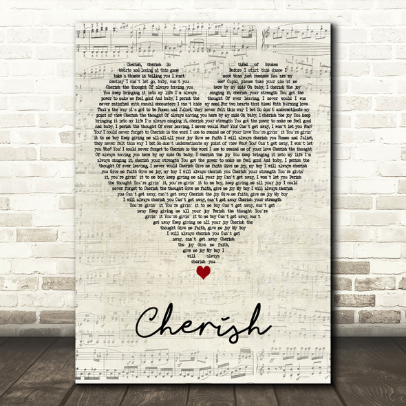 Madonna Cherish Script Heart Decorative Wall Art Gift Song Lyric Print