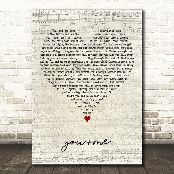 Rose Ave you+me Script Heart Decorative Wall Art Gift Song Lyric Print
