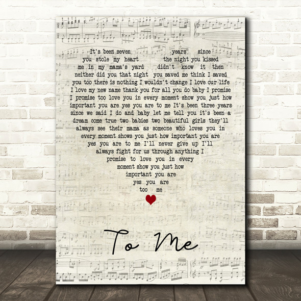 Jessie K. To Me Script Heart Decorative Wall Art Gift Song Lyric Print