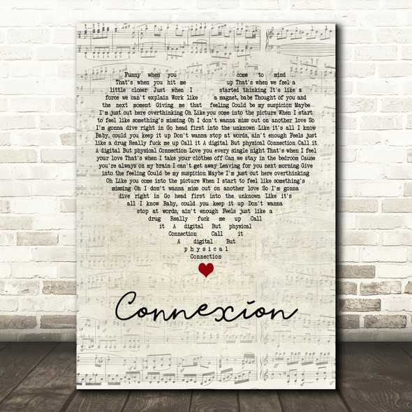 ZAYN Connexion Script Heart Decorative Wall Art Gift Song Lyric Print