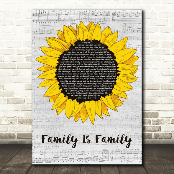Kacey Musgraves Family Is Family Grey Script Sunflower Decorative Wall Art Gift Song Lyric Print