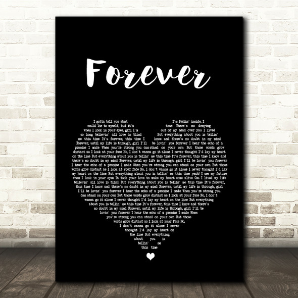 Kiss Forever Black Heart Song Lyric Quote Print