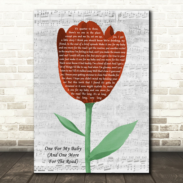 Frank Sinatra One For My Baby (And One More For The Road) Grey Script Watercolour Tulip Song Lyric Print