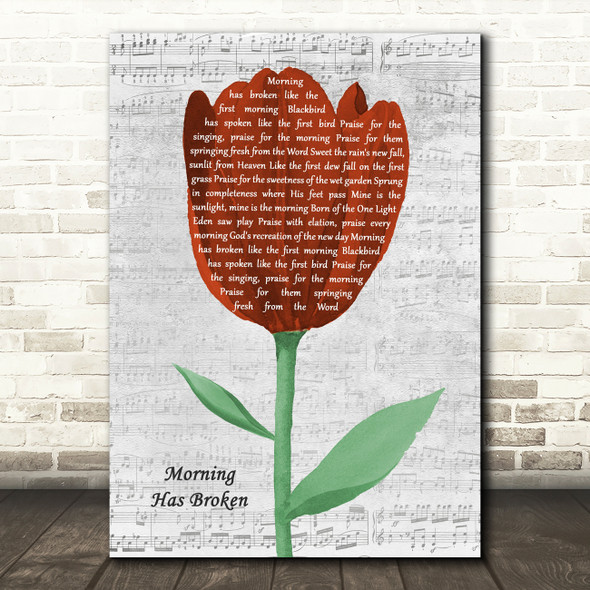 Cat Stevens Morning Has Broken Grey Script Watercolour Tulip Song Lyric Print