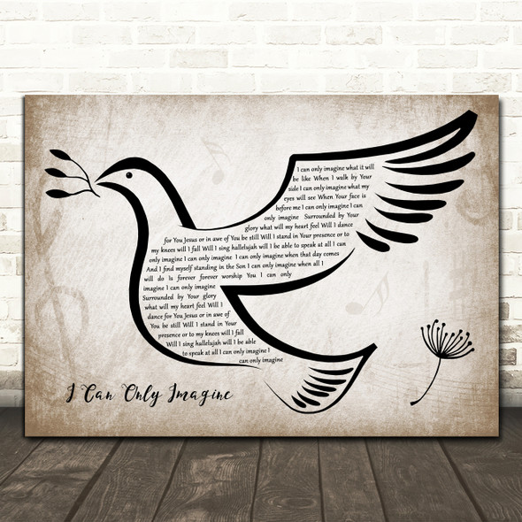 Mercy Me I Can Only Imagine Vintage Dove Bird Decorative Wall Art Gift Song Lyric Print