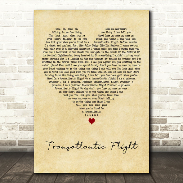 Leif Vollebekk Transatlantic Flight Vintage Heart Decorative Wall Art Gift Song Lyric Print