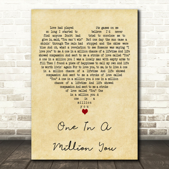 Larry Graham One In A Million You Vintage Heart Decorative Wall Art Gift Song Lyric Print
