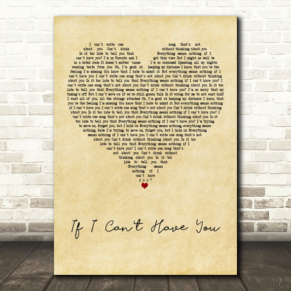 Shawn Mendes If I Can't Have You Vintage Heart Decorative Wall Art Gift Song Lyric Print