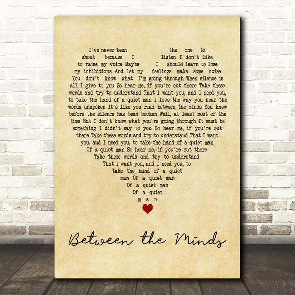 Jack Savoretti Between the Minds Vintage Heart Decorative Wall Art Gift Song Lyric Print