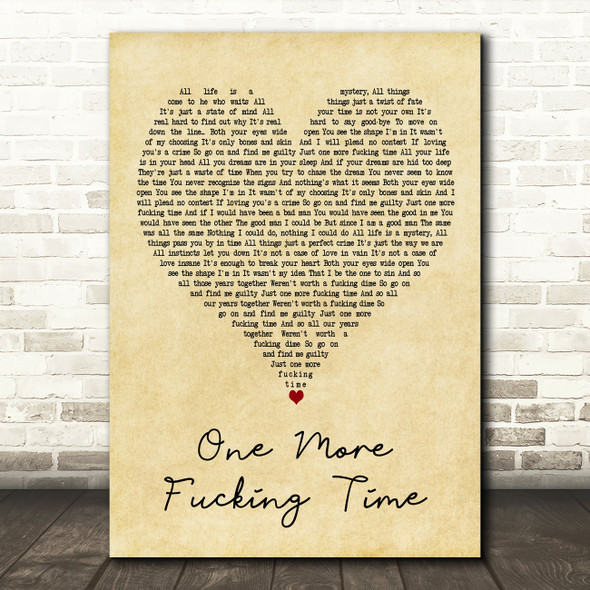 Motorhead One More Fucking Time Vintage Heart Decorative Wall Art Gift Song Lyric Print