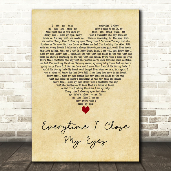 Chris Norman & Nino De Angelo Everytime I Close My Eyes Vintage Heart Song Lyric Print
