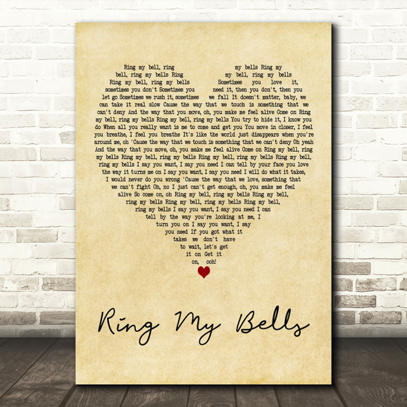 Enrique Iglesias Ring My Bells Vintage Heart Decorative Wall Art Gift Song Lyric Print