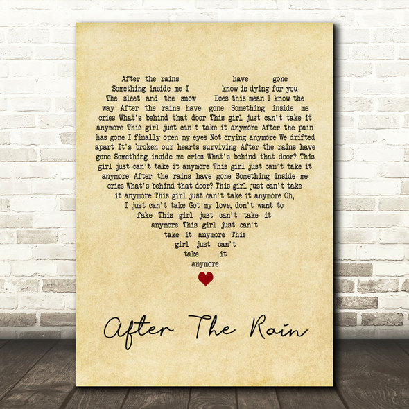 Shirley Bassey After The Rain Vintage Heart Decorative Wall Art Gift Song Lyric Print