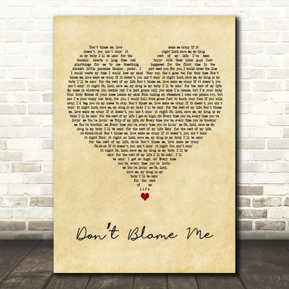 Taylor Swift Dont Blame Me Vintage Heart Decorative Wall Art Gift Song Lyric Print