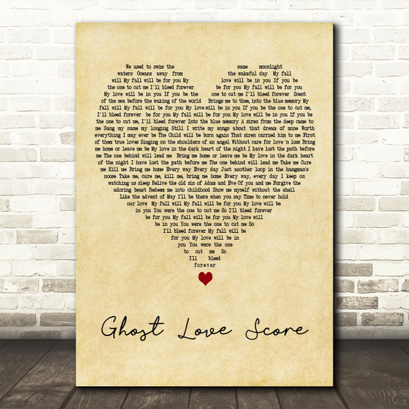 Nightwish Ghost Love Score Vintage Heart Decorative Wall Art Gift Song Lyric Print