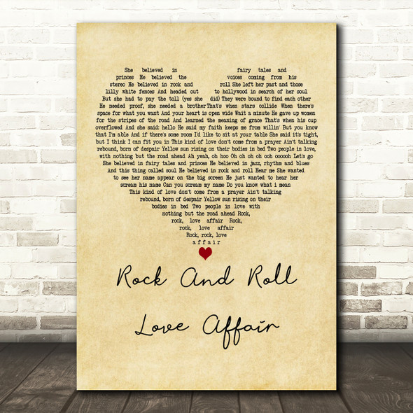 Prince Rock And Roll Love Affair Vintage Heart Decorative Gift Song Lyric Print