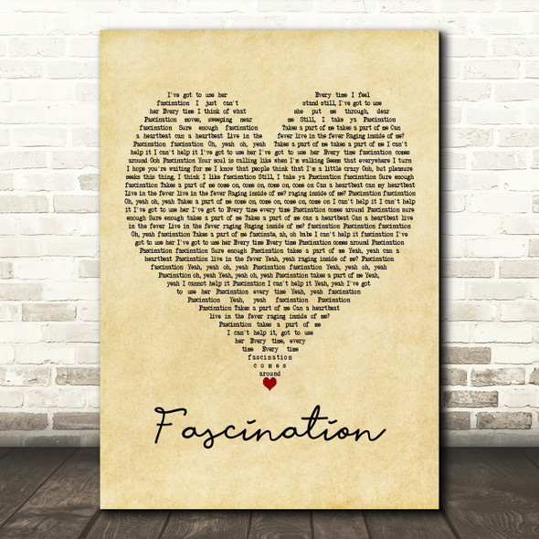 David Bowie Fascination Vintage Heart Decorative Wall Art Gift Song Lyric Print