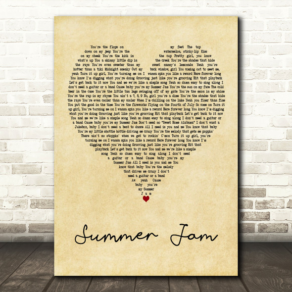 Jake Owen Summer Jam Vintage Heart Decorative Wall Art Gift Song Lyric Print