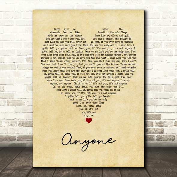 Justin Bieber Anyone Vintage Heart Decorative Wall Art Gift Song Lyric Print