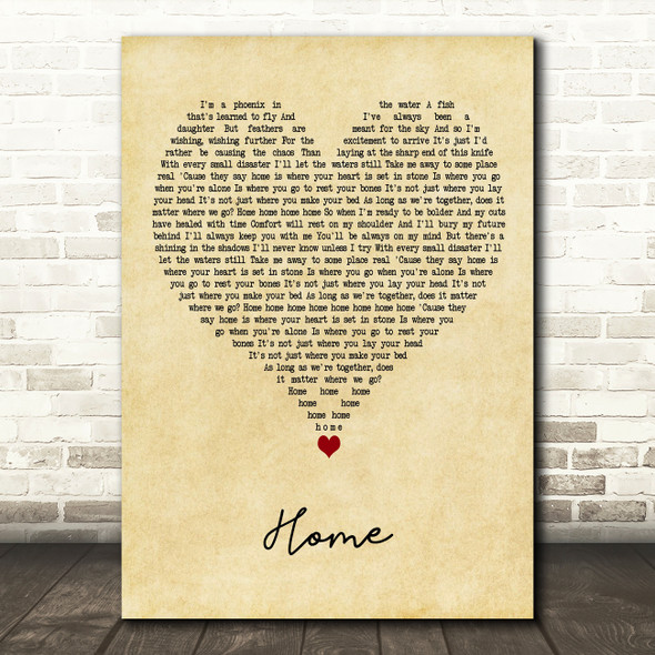 Gabrielle Aplin Home Vintage Heart Decorative Wall Art Gift Song Lyric Print