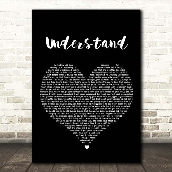Shawn Mendes Understand Black Heart Song Lyric Quote Print