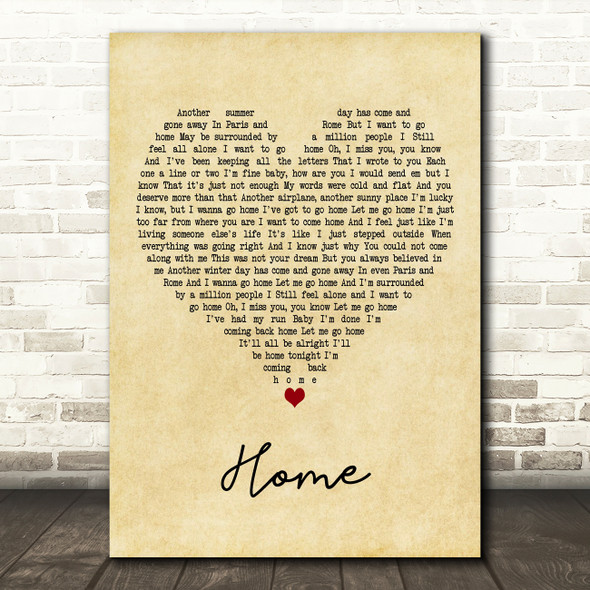 Blake Shelton Home Vintage Heart Decorative Wall Art Gift Song Lyric Print
