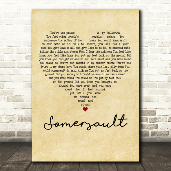 Zero 7 Somersault Vintage Heart Decorative Wall Art Gift Song Lyric Print
