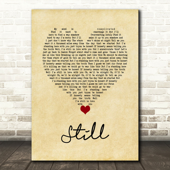Niall Horan Still Vintage Heart Decorative Wall Art Gift Song Lyric Print