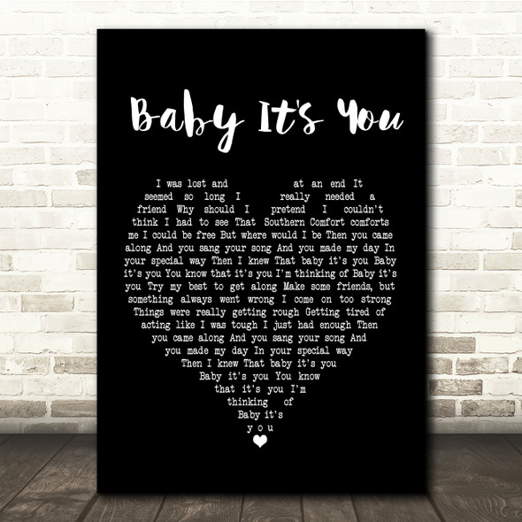 Smokie Baby It's You Black Heart Song Lyric Quote Print