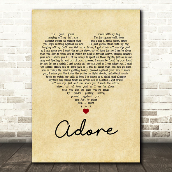 Dean Lewis Adore Vintage Heart Decorative Wall Art Gift Song Lyric Print
