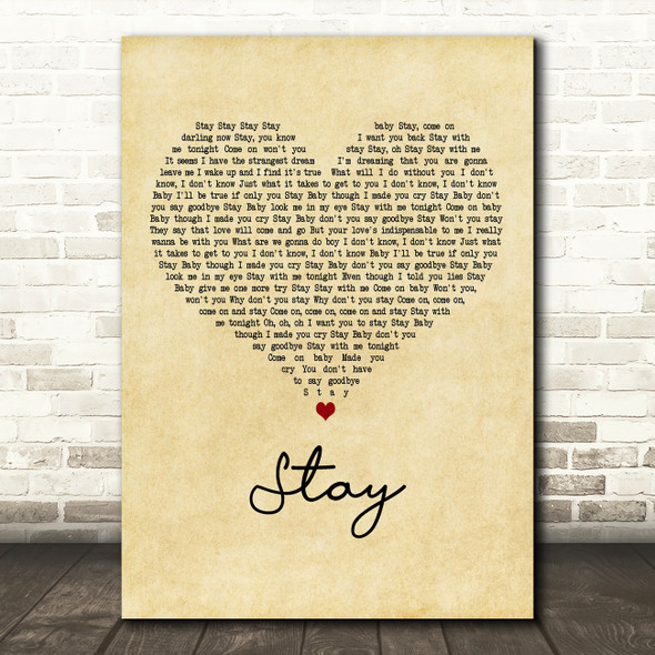 Eternal Stay Vintage Heart Decorative Wall Art Gift Song Lyric Print