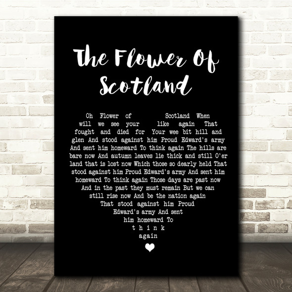 The Corries The Flower Of Scotland Black Heart Song Lyric Quote Print