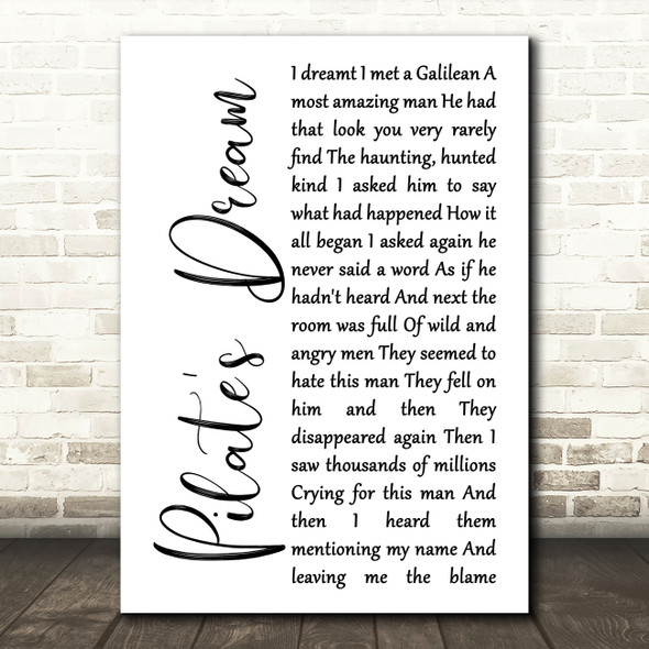 Barry Dennen Pilate's Dream White Script Decorative Wall Art Gift Song Lyric Print