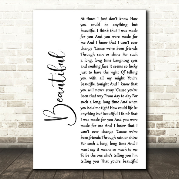 Gordon Lightfoot Beautiful White Script Decorative Wall Art Gift Song Lyric Print