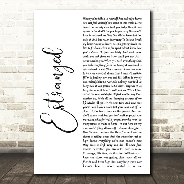 Guns N' Roses Estranged White Script Decorative Wall Art Gift Song Lyric Print
