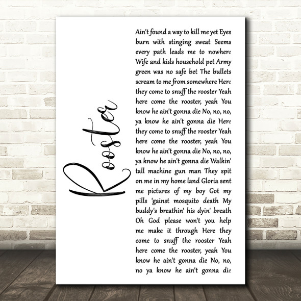 Alice In Chains Rooster White Script Decorative Wall Art Gift Song Lyric Print