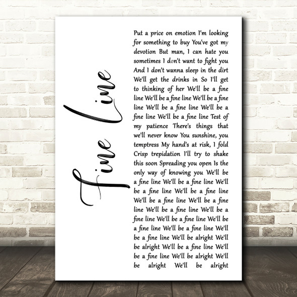 Harry Styles Fine Line White Script Decorative Wall Art Gift Song Lyric Print