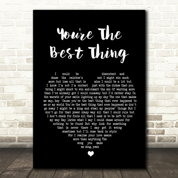The Style Council You're The Best Thing Black Heart Song Lyric Quote Print