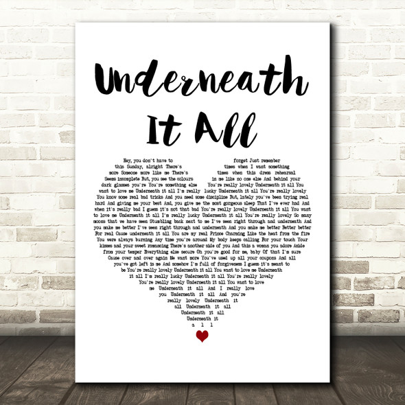 No Doubt feat. Lady Saw Underneath It All White Heart Decorative Wall Art Gift Song Lyric Print
