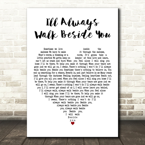 Richie Sambora I'll Always Walk Beside You White Heart Decorative Gift Song Lyric Print