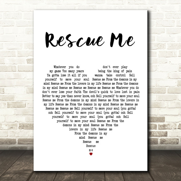Thirty Seconds To Mars Rescue Me White Heart Decorative Wall Art Gift Song Lyric Print