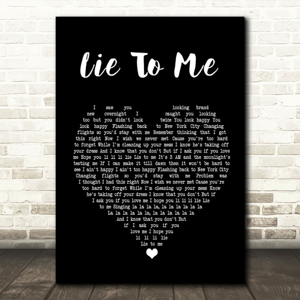5 Seconds Of Summer Lie To Me Black Heart Song Lyric Quote Print