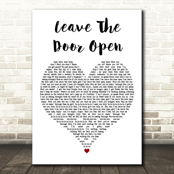 Silk Sonic Leave The Door Open White Heart Decorative Wall Art Gift Song Lyric Print