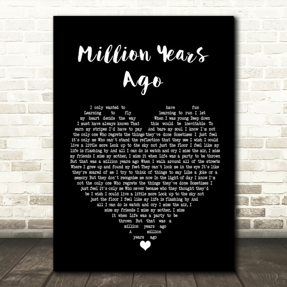 Adele Million Years Ago Black Heart Song Lyric Quote Print