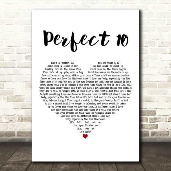 The Beautiful South Perfect 10 White Heart Decorative Wall Art Gift Song Lyric Print
